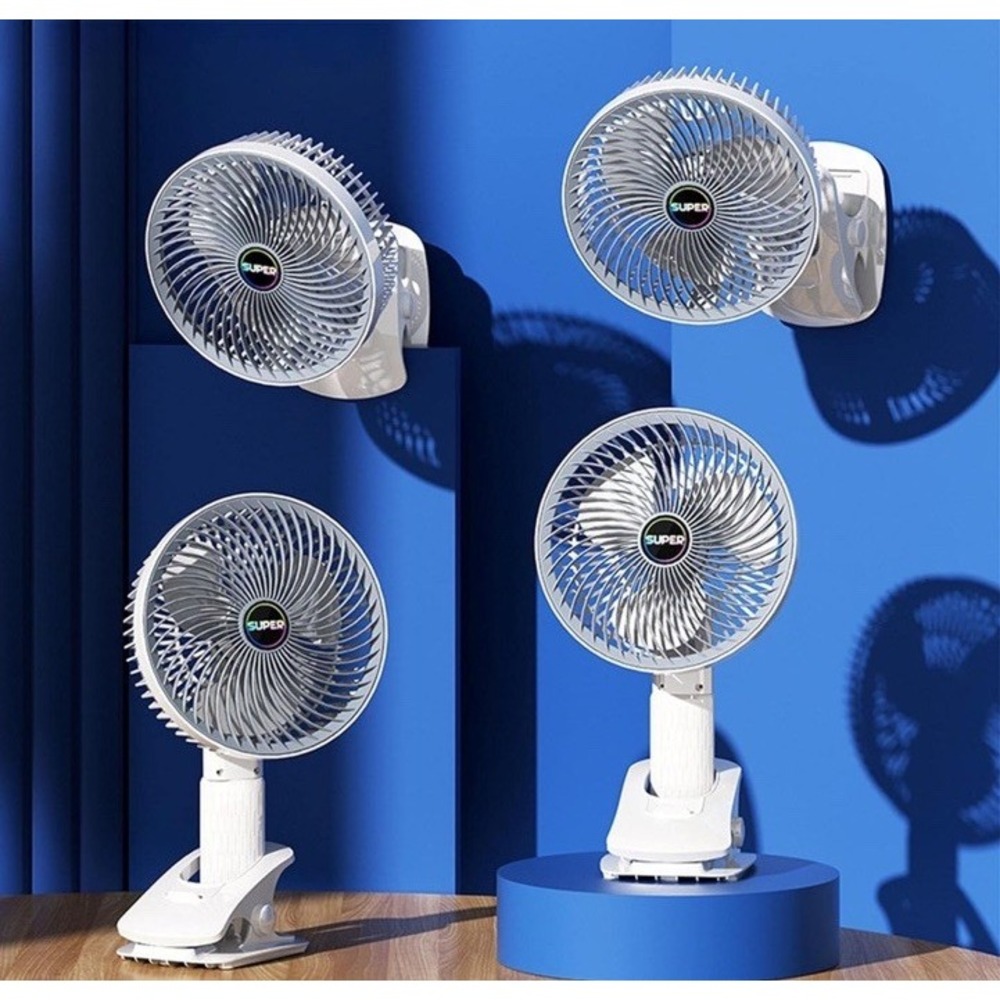 Portable Clip On Desk Fan Rechargeable 3 Speed 360 Rotation Travel Cooling